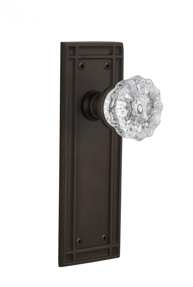 Nostalgic Warehouse Mission Plate Single Dummy Crystal Glass Door Knob in Oil-Rubbed Bronze