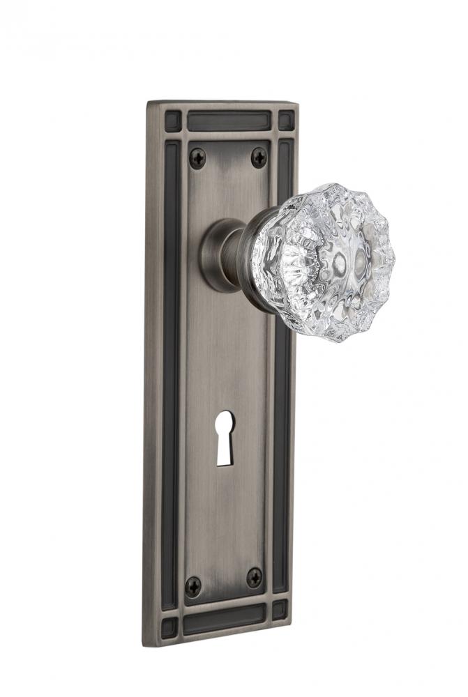 Nostalgic Warehouse Mission Plate with Keyhole Single Dummy Crystal Glass Door Knob in Antique Pew