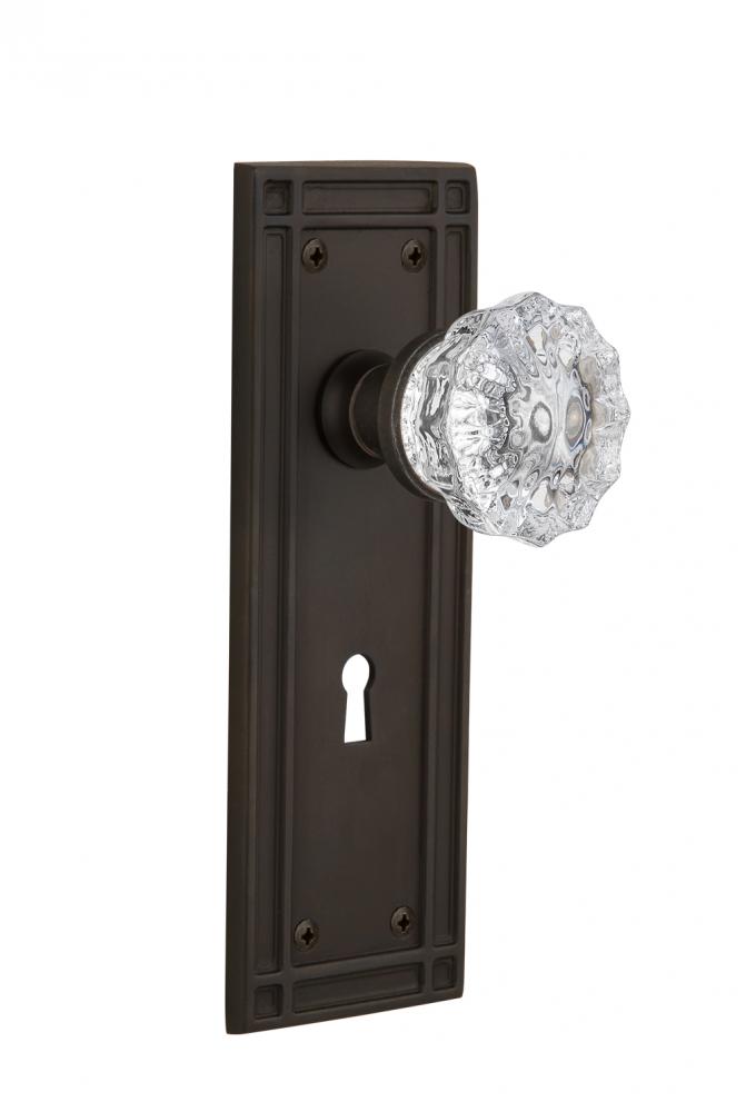 Nostalgic Warehouse Mission Plate with Keyhole Single Dummy Crystal Glass Door Knob in Oil-Rubbed