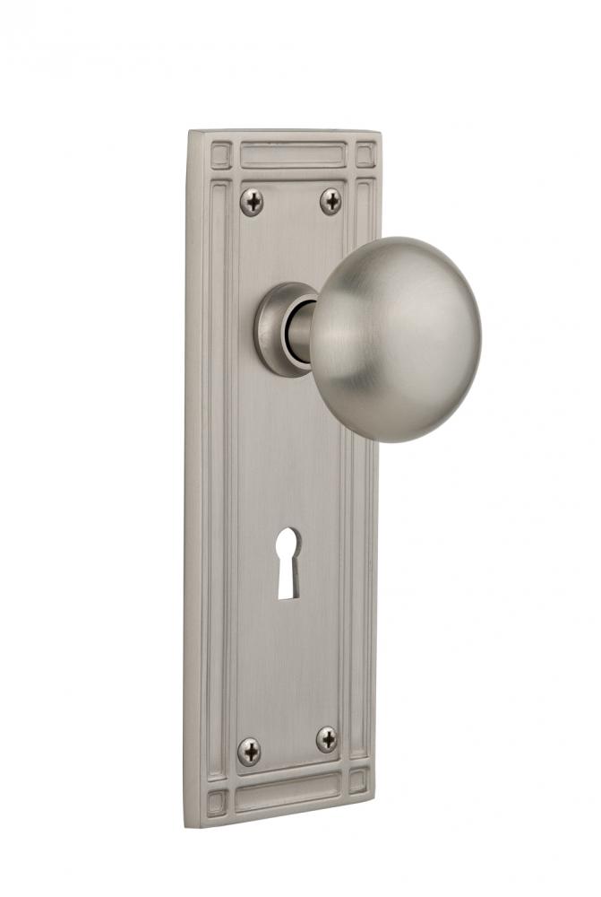 Nostalgic Warehouse Mission Plate with Keyhole Single Dummy New York Door Knob in Satin Nickel