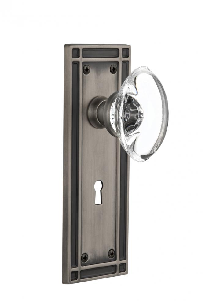 Nostalgic Warehouse Mission Plate with Keyhole Single Dummy Oval Clear Crystal Glass Door Knob in