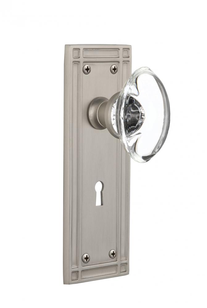 Nostalgic Warehouse Mission Plate with Keyhole Single Dummy Oval Clear Crystal Glass Door Knob in