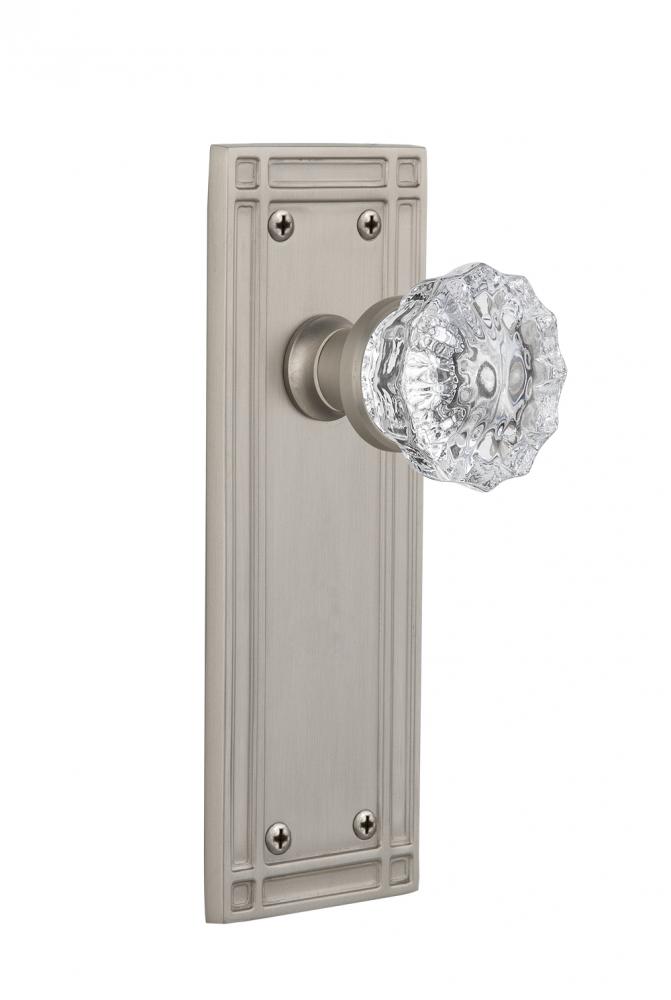 Nostalgic Warehouse Mission Plate Double Dummy Crystal Glass Door Knob in Satin Nickel