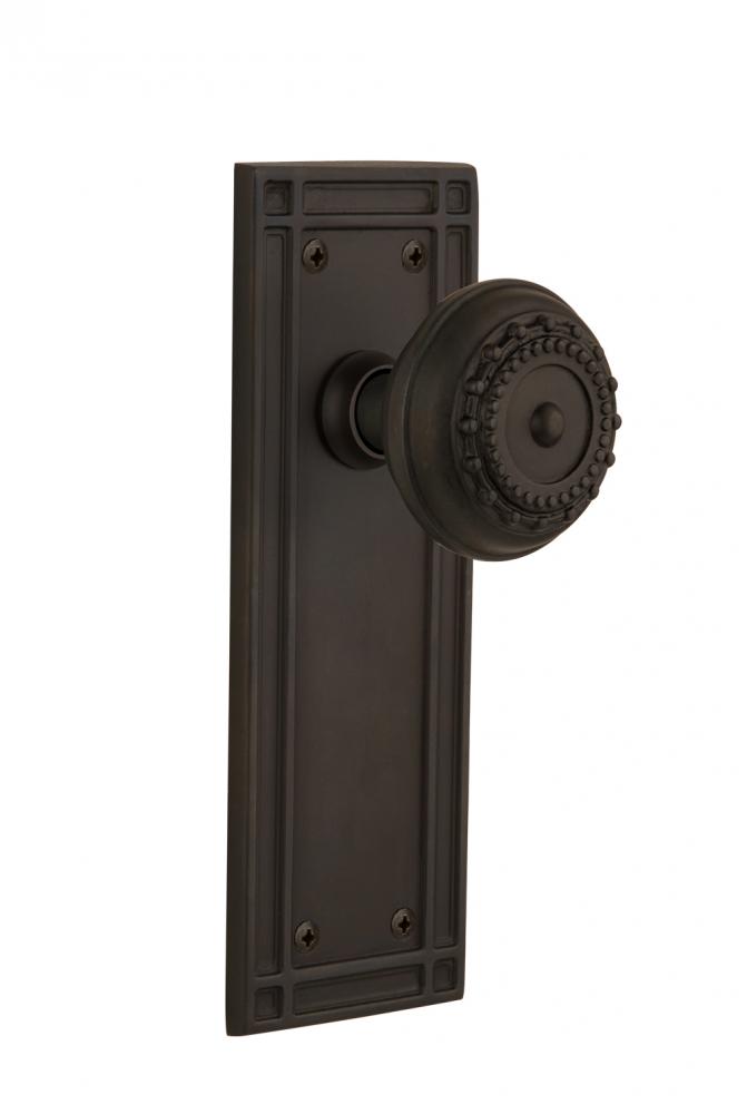 Nostalgic Warehouse Mission Plate Double Dummy Meadows Door Knob in Oil-Rubbed Bronze