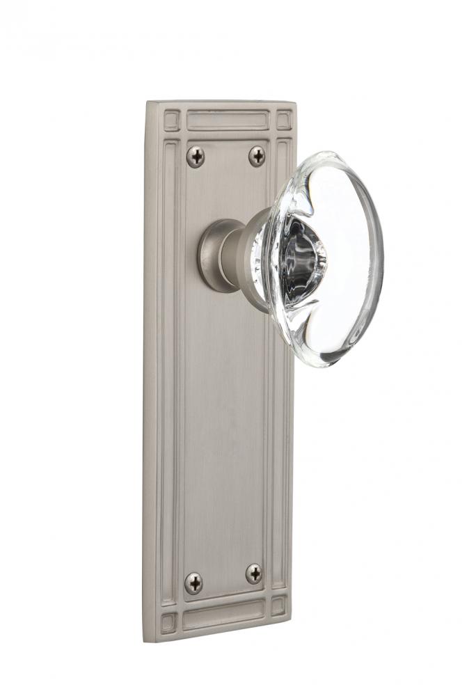 Nostalgic Warehouse Mission Plate Double Dummy Oval Clear Crystal Glass Door Knob in Satin Nickel