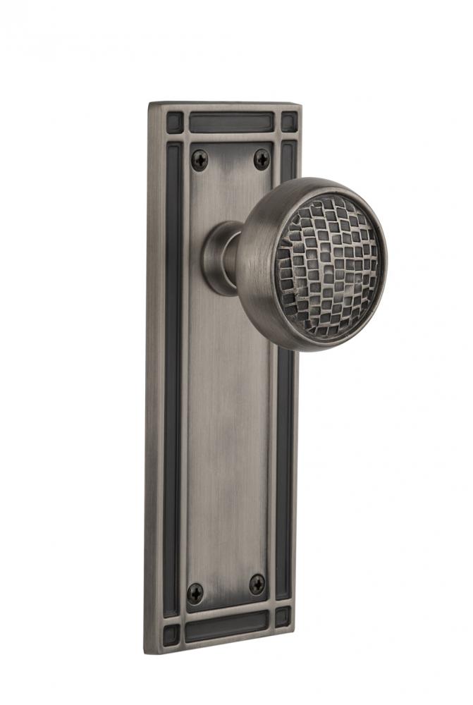 Nostalgic Warehouse Mission Plate Double Dummy Craftsman Door Knob in Antique Pewter
