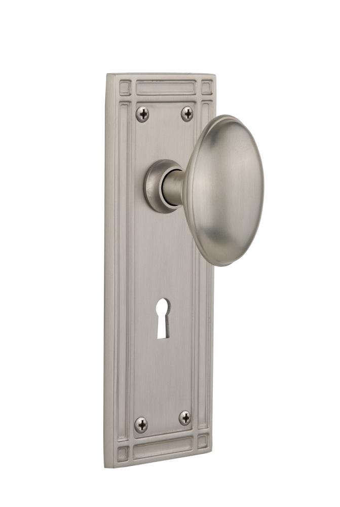 Nostalgic Warehouse Mission Plate with Keyhole Double Dummy Homestead Door Knob in Satin Nickel