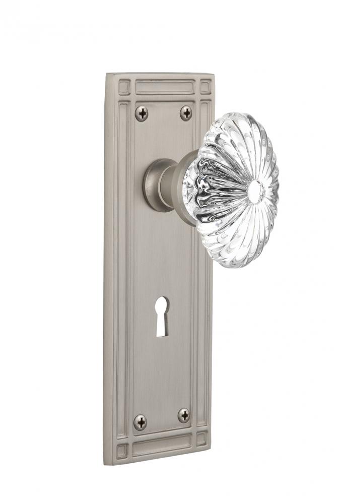 Nostalgic Warehouse Mission Plate with Keyhole Double Dummy Oval Fluted Crystal Glass Door Knob in