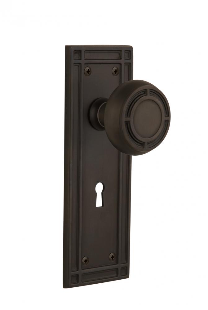 Nostalgic Warehouse Mission Plate with Keyhole Double Dummy Mission Door Knob in Oil-Rubbed Bronze