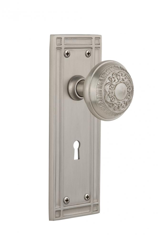 Nostalgic Warehouse Mission Plate Interior Mortise Egg & Dart Door Knob in Satin Nickel