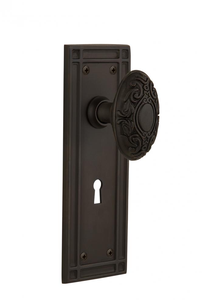 Nostalgic Warehouse Mission Plate Interior Mortise Victorian Door Knob in Oil-Rubbed Bronze