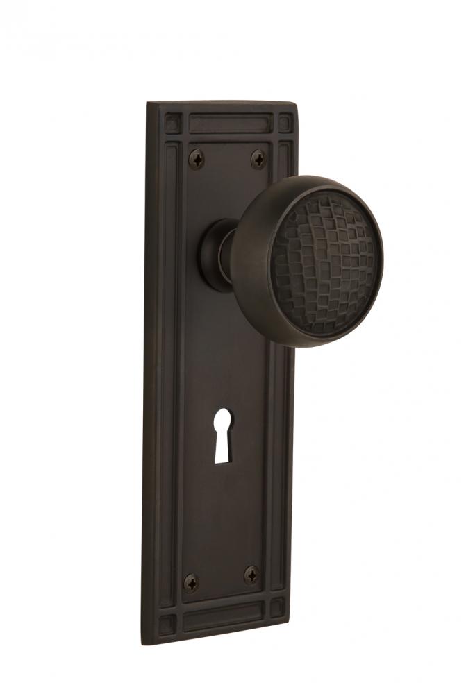 Nostalgic Warehouse Mission Plate Interior Mortise Craftsman Door Knob in Oil-Rubbed Bronze