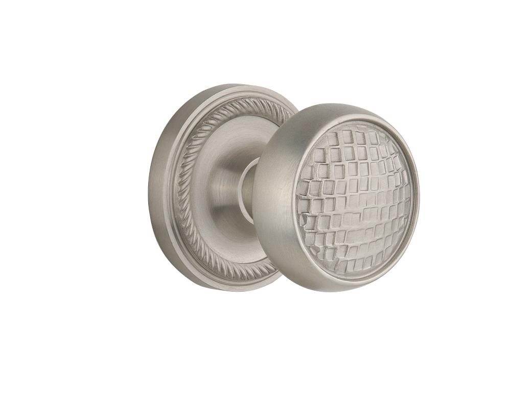 Nostalgic Warehouse Rope Rosette Passage Craftsman Door Knob in Satin Nickel