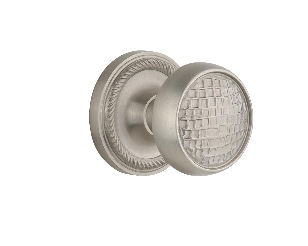 Nostalgic Warehouse Rope Rosette Single Dummy Craftsman Door Knob in Satin Nickel