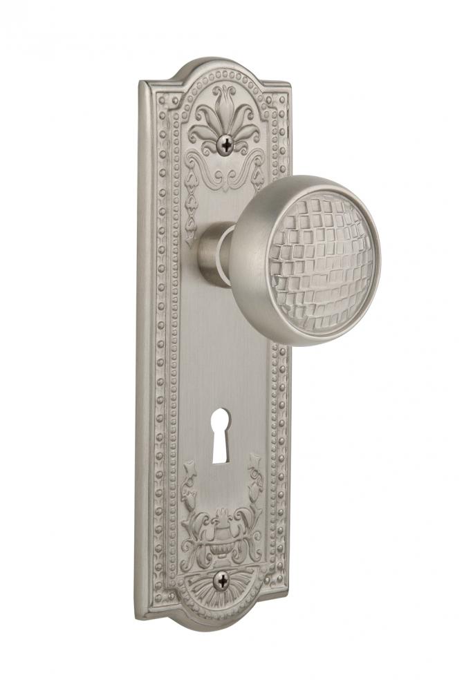 Nostalgic Warehouse Meadows Plate with Keyhole Single Dummy Craftsman Door Knob in Satin Nickel