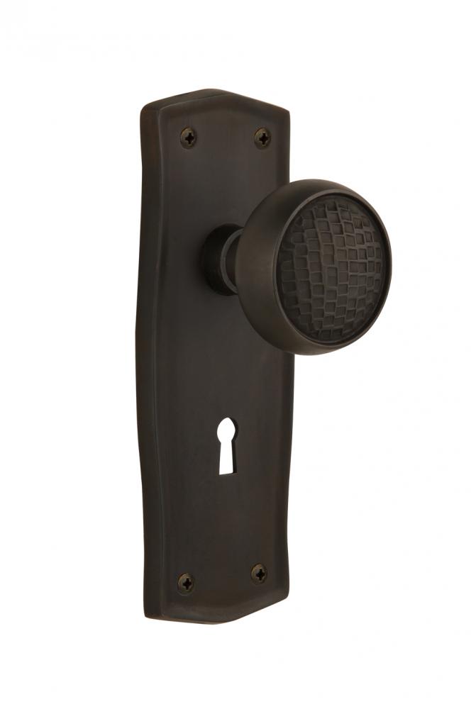 Nostalgic Warehouse Prairie Plate with Keyhole Single Dummy Craftsman Door Knob in Oil-Rubbed Bron