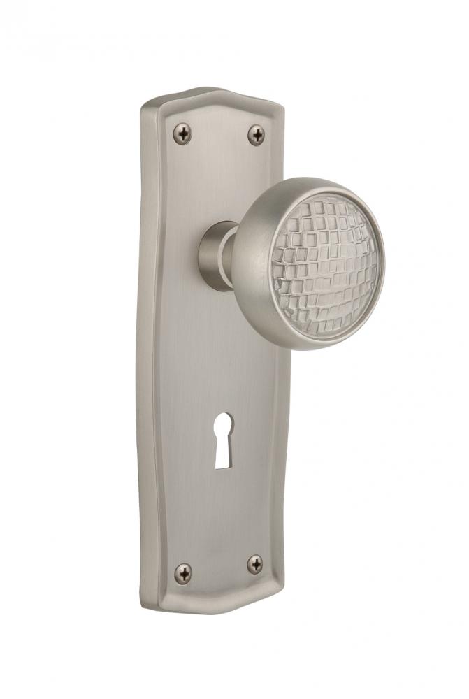 Nostalgic Warehouse Prairie Plate with Keyhole Double Dummy Craftsman Door Knob in Satin Nickel