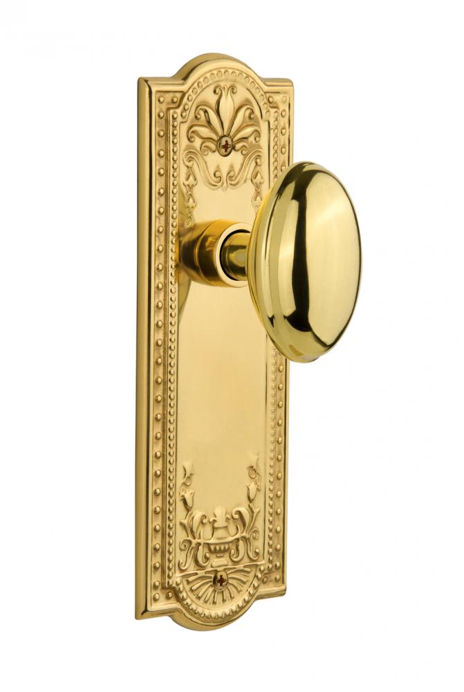 Nostalgic Warehouse Meadows Plate Privacy Homestead Door Knob in Polished Brass