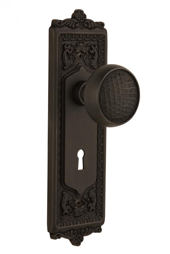 Nostalgic Warehouse Egg & Dart Plate with Keyhole Privacy Craftsman Door Knob in Oil-Rubbed Br
