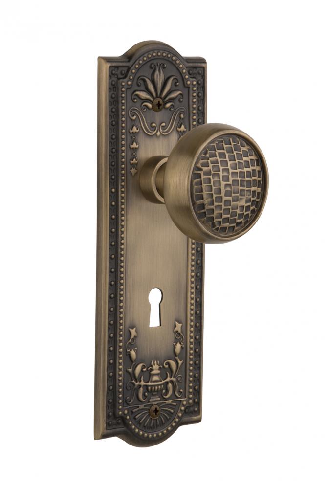 Nostalgic Warehouse Meadows Plate with Keyhole Privacy Craftsman Door Knob in Antique Brass