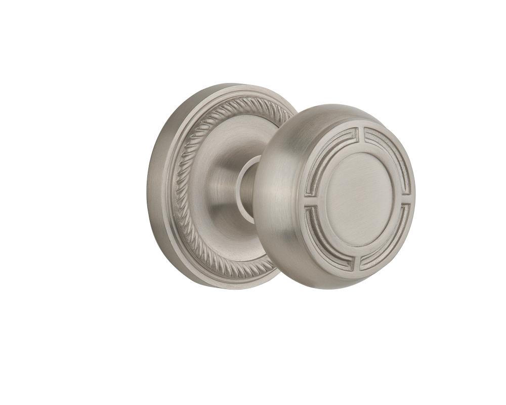 Nostalgic Warehouse Rope Rosette Passage Mission Door Knob in Satin Nickel