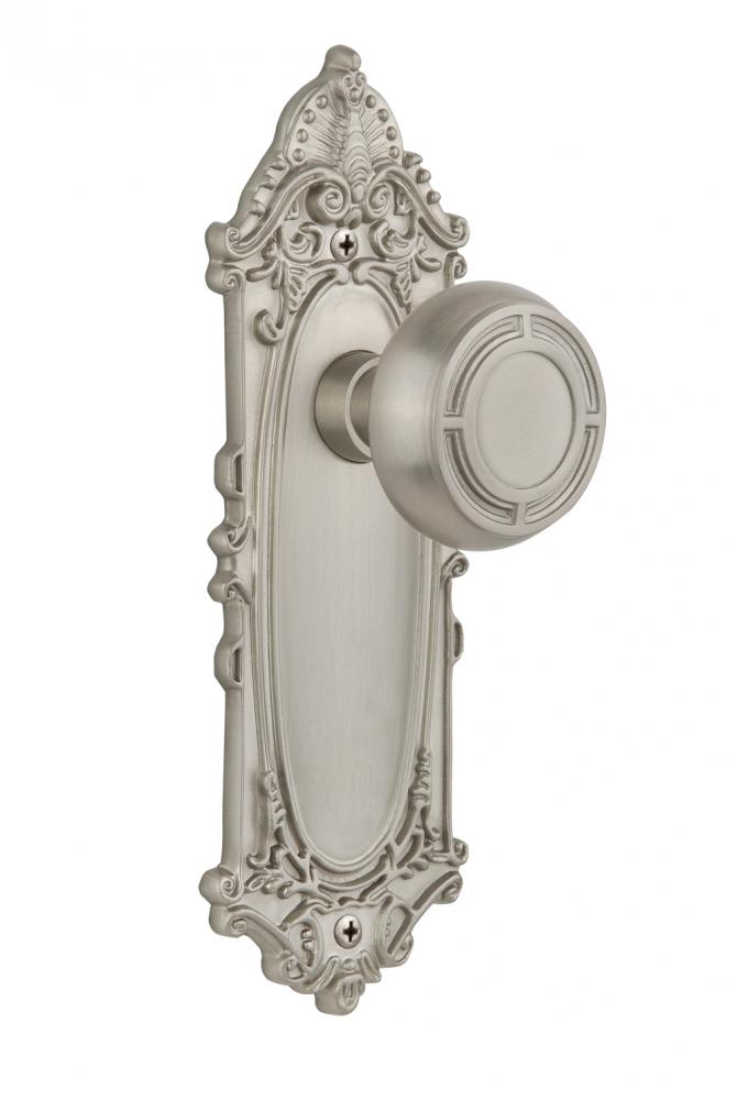 Nostalgic Warehouse Victorian Plate Double Dummy Mission Door Knob in Satin Nickel