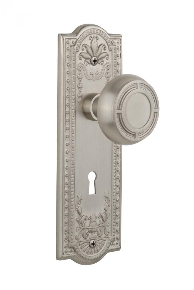 Nostalgic Warehouse Meadows Plate with Keyhole Double Dummy Mission Door Knob in Satin Nickel