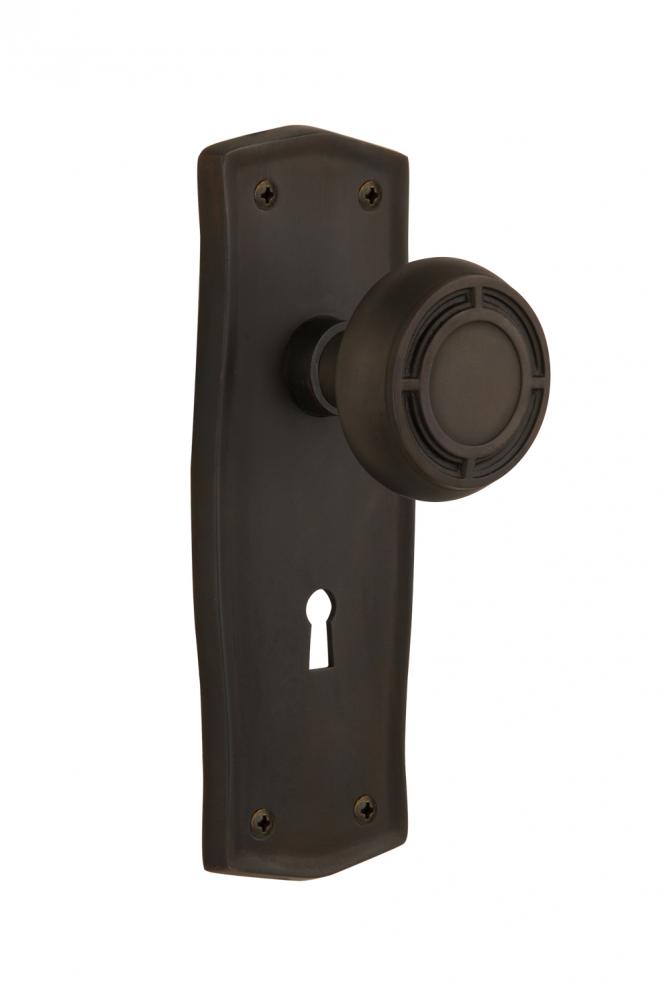 Nostalgic Warehouse Prairie Plate with Keyhole Double Dummy Mission Door Knob in Oil-Rubbed Bronze