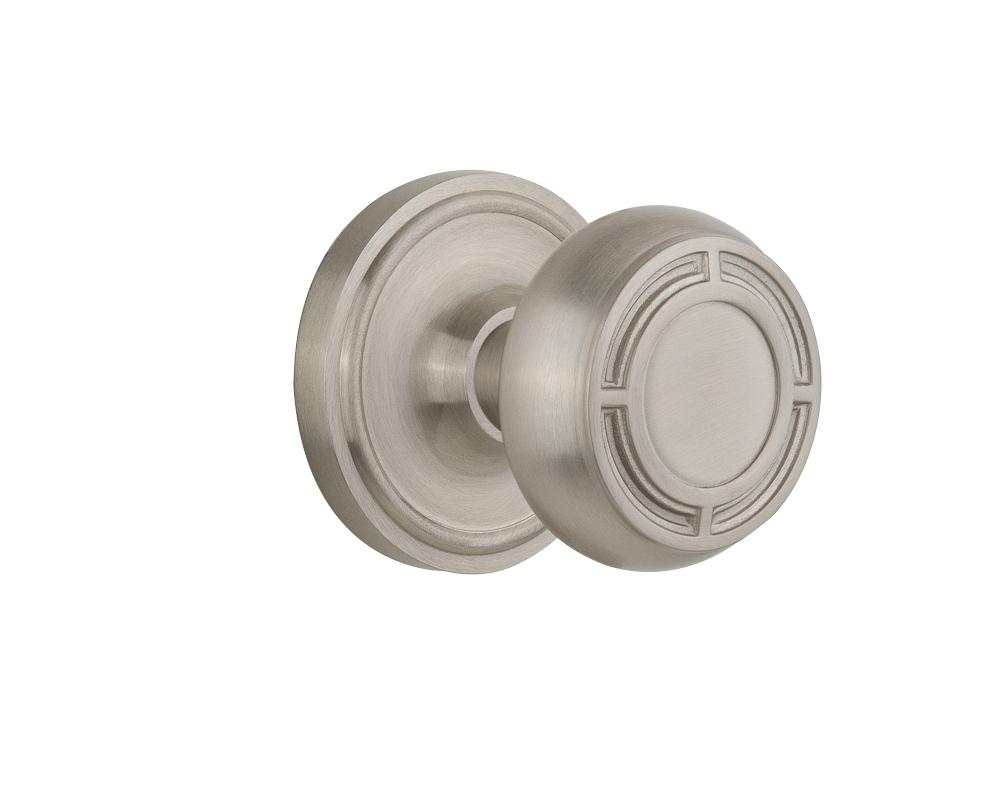 Nostalgic Warehouse Classic Rosette Interior Mortise Mission Door Knob in Satin Nickel