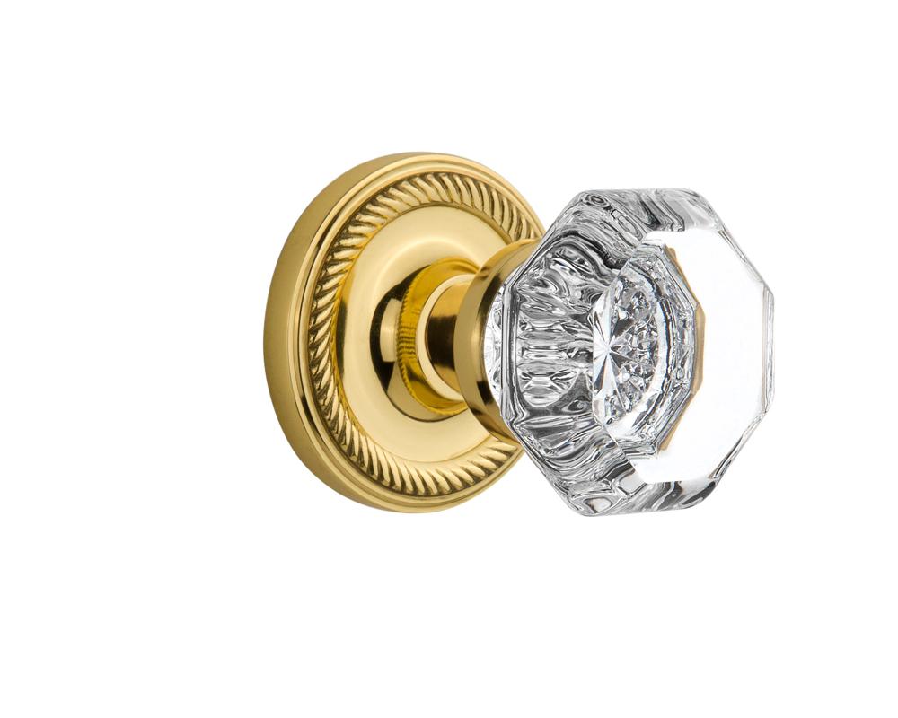 Nostalgic Warehouse Rope Rosette Interior Mortise Waldorf Door Knob in Unlacquered Brass