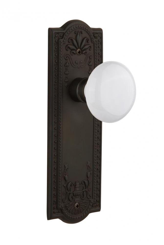 Nostalgic Warehouse Meadows Plate Privacy White Porcelain Door Knob in Oil-Rubbed Bronze