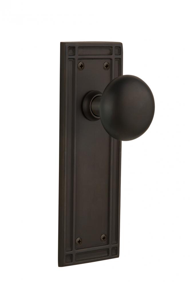 Nostalgic Warehouse Mission Plate Privacy New York Door Knob in Oil-Rubbed Bronze