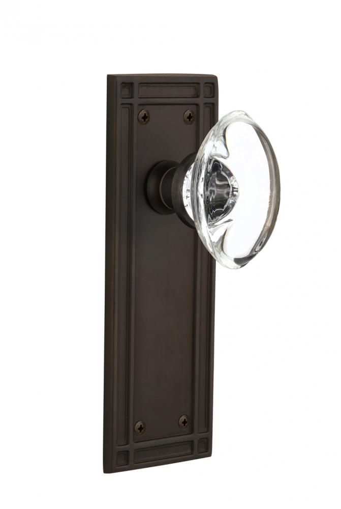 Nostalgic Warehouse Mission Plate Privacy Oval Clear Crystal Glass Door Knob in Oil-Rubbed Bronze