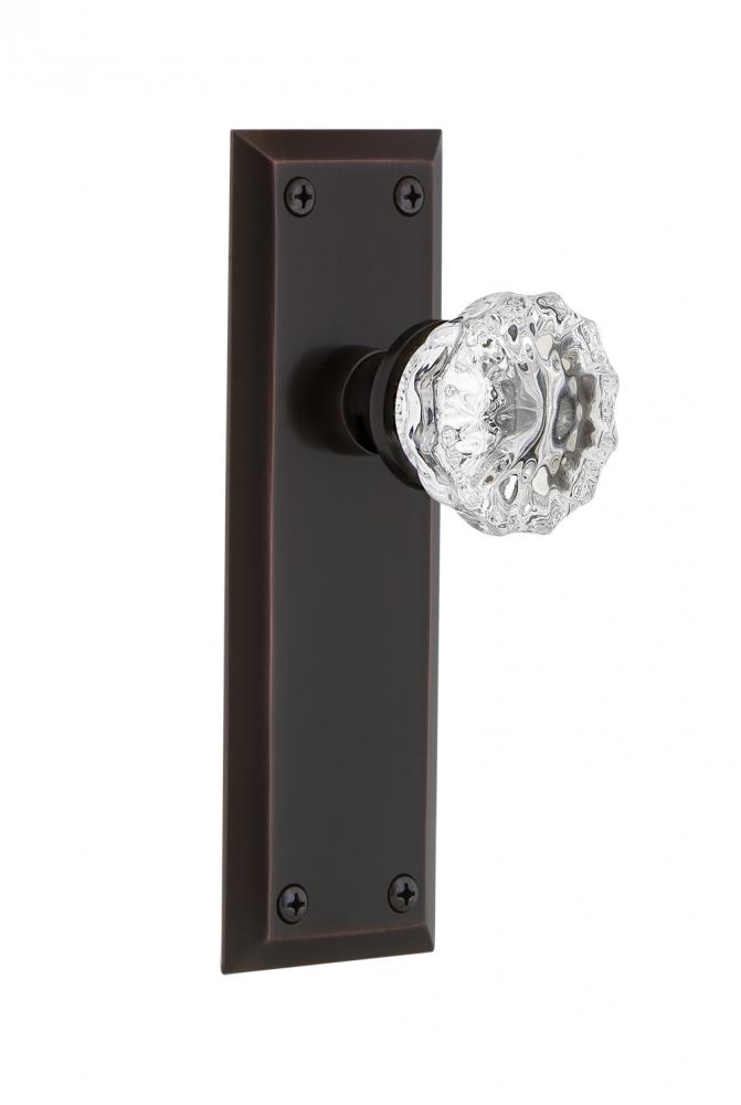 Nostalgic Warehouse New York Plate Privacy Crystal Glass Door Knob in Timeless Bronze