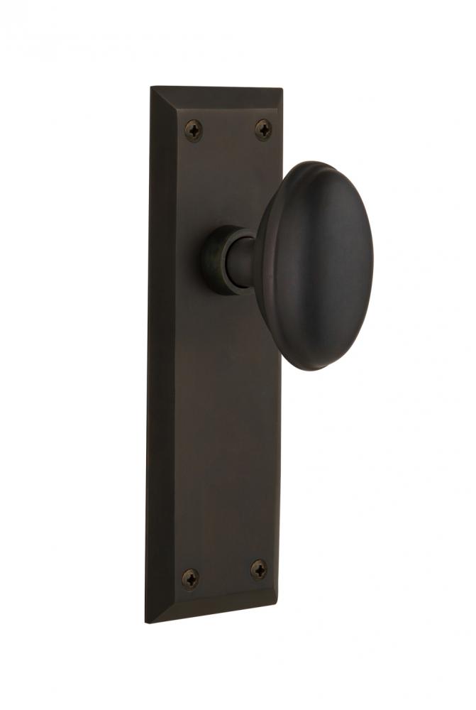 Nostalgic Warehouse New York Plate Privacy Homestead Door Knob in Oil-Rubbed Bronze