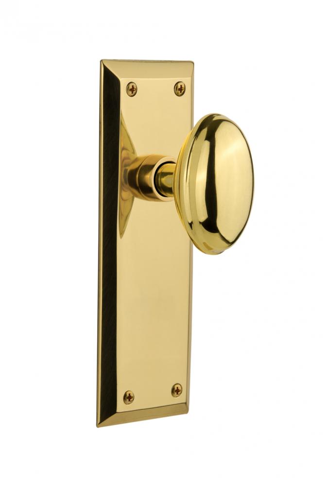 Nostalgic Warehouse New York Plate Privacy Homestead Door Knob in Unlacquered Brass