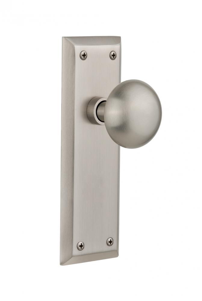 Nostalgic Warehouse New York Plate Privacy New York Door Knob in Satin Nickel