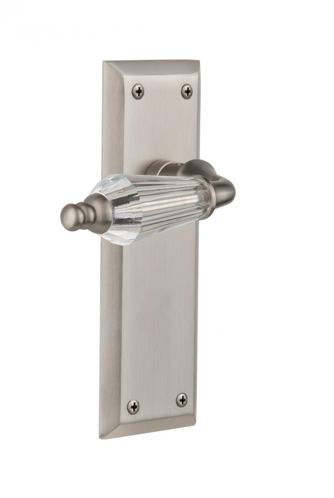 Nostalgic Warehouse New York Plate Privacy Parlor Lever in Satin Nickel