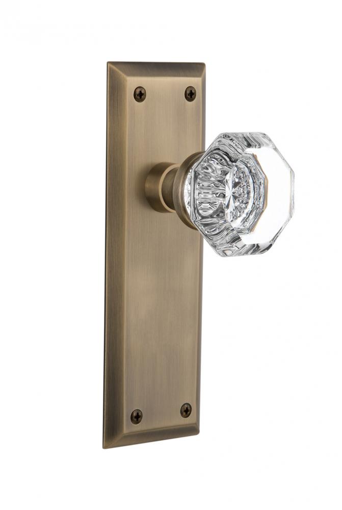 Nostalgic Warehouse New York Plate Privacy Waldorf Door Knob in Antique Brass