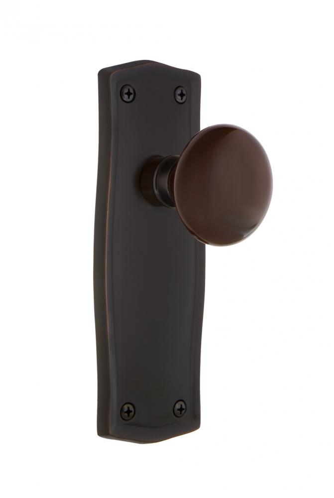 Nostalgic Warehouse Prairie Plate Privacy Brown Porcelain Door Knob in Timeless Bronze