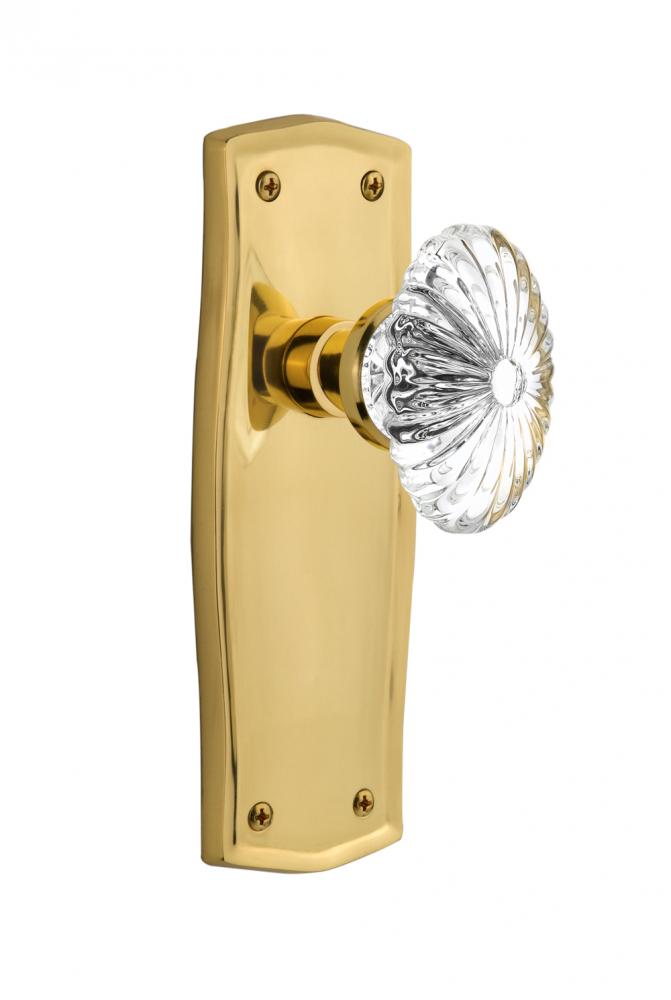 Nostalgic Warehouse Prairie Plate Privacy Oval Fluted Crystal Glass Door Knob in Unlacquered Brass