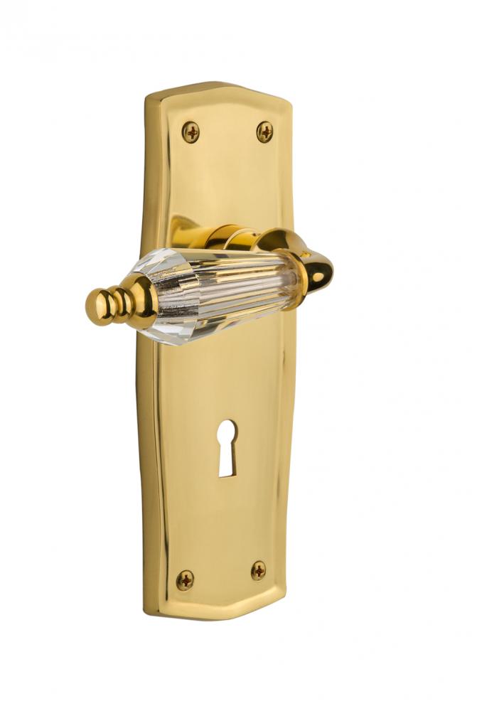 Nostalgic Warehouse Prairie Plate Privacy Parlor Lever in Polished Brass