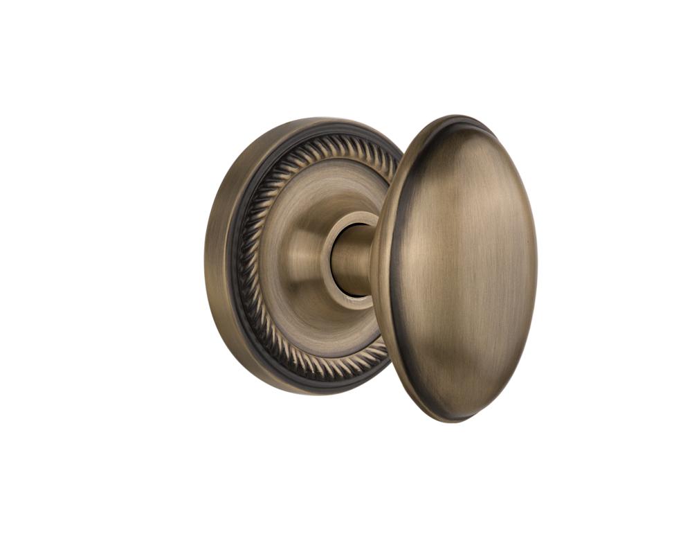 Nostalgic Warehouse Rope Rosette Privacy Homestead Door Knob in Antique Brass