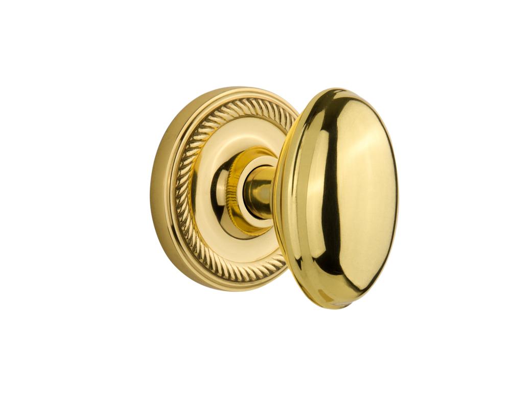 Nostalgic Warehouse Rope Rosette Privacy Homestead Door Knob in Polished Brass