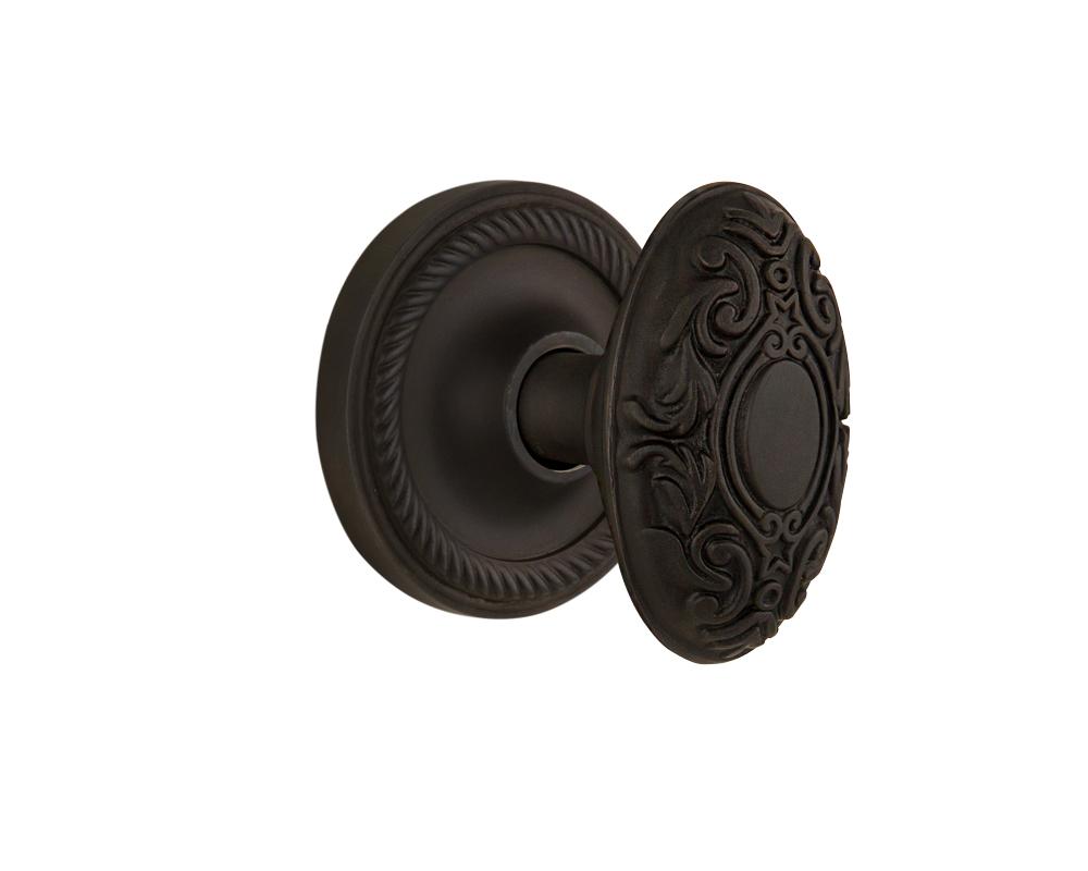 Nostalgic Warehouse Rope Rosette Privacy Victorian Door Knob in Oil-Rubbed Bronze