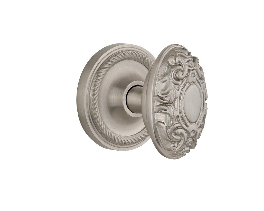 Nostalgic Warehouse Rope Rosette Privacy Victorian Door Knob in Satin Nickel