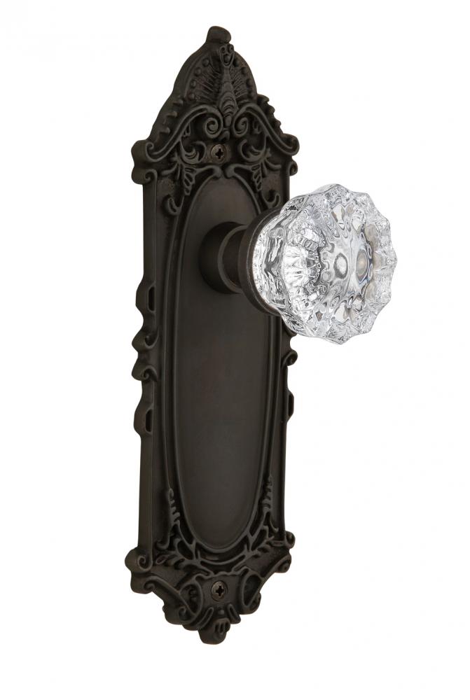 Nostalgic Warehouse Victorian Plate Privacy Crystal Glass Door Knob in Oil-Rubbed Bronze