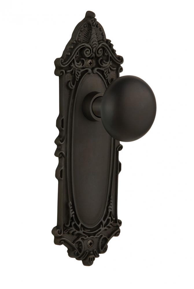 Nostalgic Warehouse Victorian Plate Privacy New York Door Knob in Oil-Rubbed Bronze
