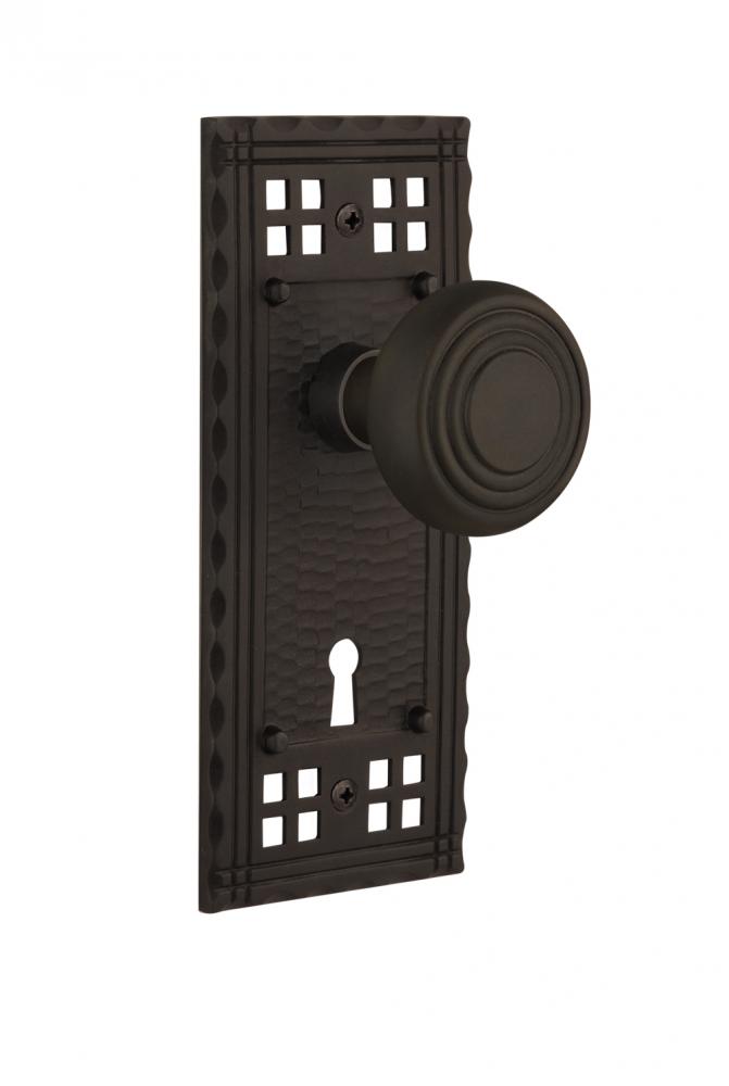 Nostalgic Warehouse Craftsman Plate with Keyhole Privacy Deco Door Knob in Oil-Rubbed Bronze