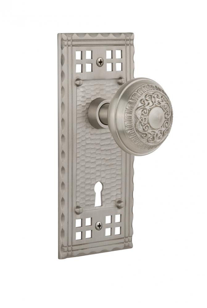 Nostalgic Warehouse Craftsman Plate with Keyhole Privacy Egg & Dart Door Knob in Satin Nickel